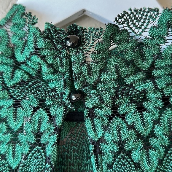 Free People  Simone Mock Neck Lace Dress in Hunter Green Size Small - Picture 7 of 12